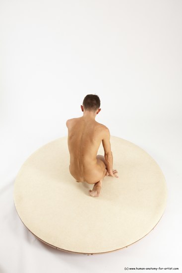 Nude Man White Kneeling poses - ALL Athletic Short Brown Kneeling poses - on one knee Multi angles poses Realistic