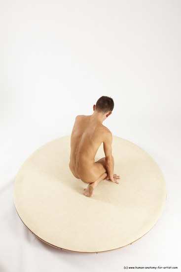 Nude Man White Kneeling poses - ALL Athletic Short Brown Kneeling poses - on one knee Multi angles poses Realistic