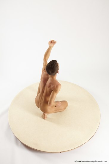 Nude Man White Kneeling poses - ALL Athletic Short Brown Kneeling poses - on one knee Multi angles poses Realistic