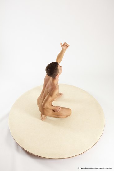 Nude Man White Kneeling poses - ALL Athletic Short Brown Kneeling poses - on one knee Multi angles poses Realistic