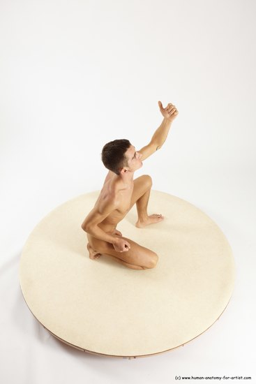 Nude Man White Kneeling poses - ALL Athletic Short Brown Kneeling poses - on one knee Multi angles poses Realistic