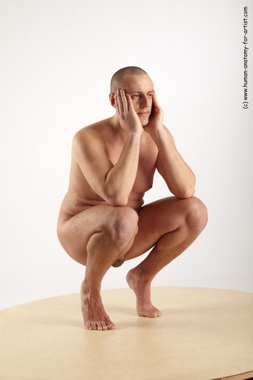 Nude Man White Standing poses - ALL Average Short Brown Standing poses - knee-bend Realistic