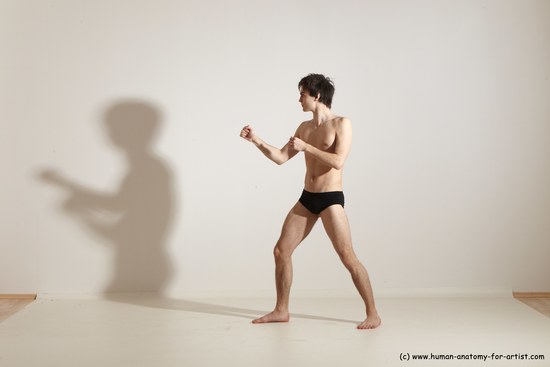 Underwear Martial art Man White Standing poses - ALL Slim Short Brown Standing poses - simple Dynamic poses Academic