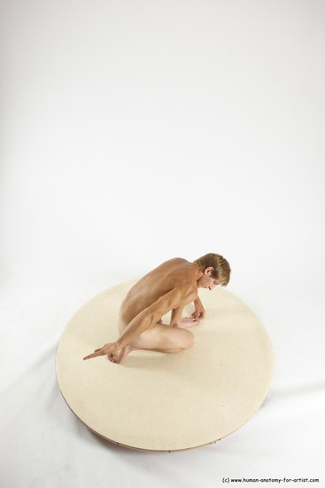 Nude Man White Kneeling poses - ALL Athletic Short Brown Kneeling poses - on one knee Multi angles poses Realistic