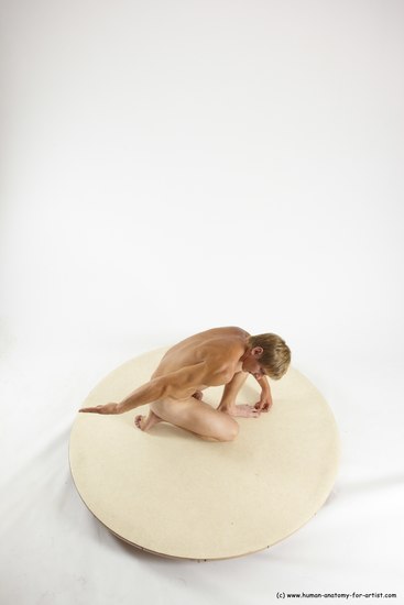 Nude Man White Kneeling poses - ALL Athletic Short Brown Kneeling poses - on one knee Multi angles poses Realistic