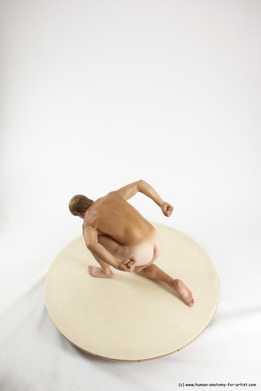 Nude Man White Kneeling poses - ALL Athletic Short Brown Kneeling poses - on one knee Multi angles poses Realistic