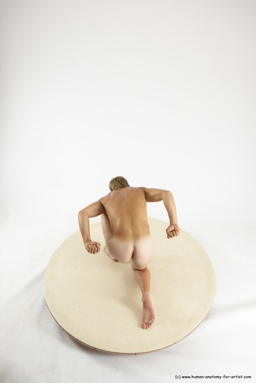 Nude Man White Kneeling poses - ALL Athletic Short Brown Kneeling poses - on one knee Multi angles poses Realistic