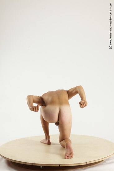 Nude Man White Kneeling poses - ALL Athletic Short Brown Kneeling poses - on one knee Multi angles poses Realistic