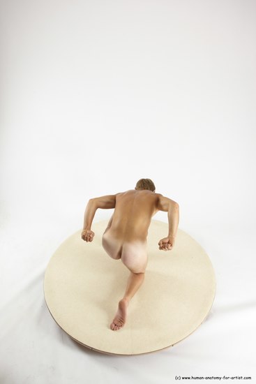 Nude Man White Kneeling poses - ALL Athletic Short Brown Kneeling poses - on one knee Multi angles poses Realistic