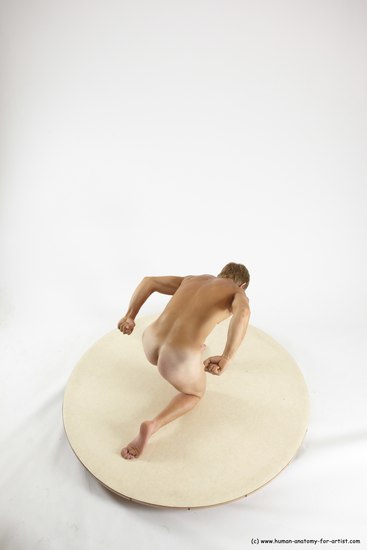 Nude Man White Kneeling poses - ALL Athletic Short Brown Kneeling poses - on one knee Multi angles poses Realistic