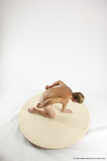 Nude Man White Kneeling poses - ALL Athletic Short Brown Kneeling poses - on one knee Multi angles poses Realistic