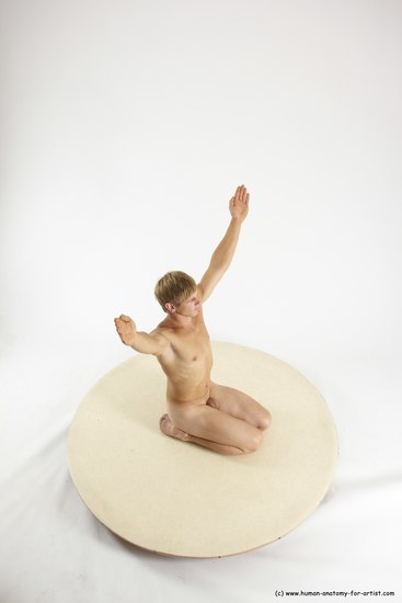 Nude Man White Athletic Short Brown Sitting poses - ALL Sitting poses - on knees Multi angles poses Realistic