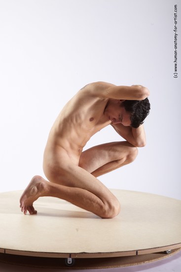 Nude Man White Kneeling poses - ALL Athletic Short Brown Kneeling poses - on one knee Realistic