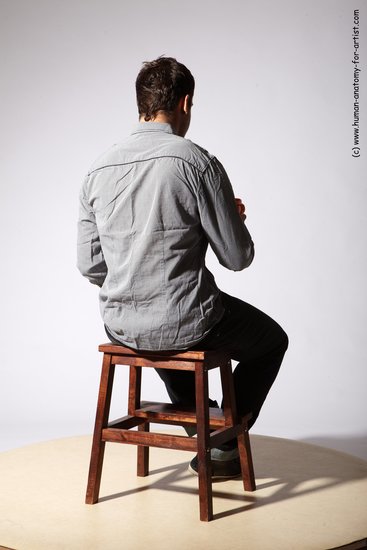 Casual Man White Sitting poses - simple Slim Short Brown Sitting poses - ALL Academic