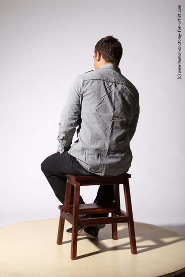 Casual Man White Sitting poses - simple Slim Short Brown Sitting poses - ALL Academic