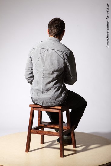 Casual Man White Sitting poses - simple Slim Short Brown Sitting poses - ALL Academic