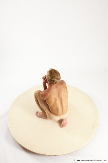 Nude Man White Kneeling poses - ALL Athletic Short Blond Kneeling poses - on one knee Multi angles poses Realistic