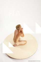 Nude Man White Kneeling poses - ALL Athletic Short Blond Kneeling poses - on one knee Multi angles poses Realistic