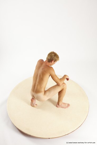 Nude Man White Kneeling poses - ALL Athletic Short Blond Kneeling poses - on one knee Multi angles poses Realistic