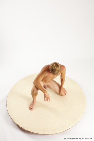 Nude Man White Kneeling poses - ALL Athletic Short Blond Kneeling poses - on one knee Multi angles poses Realistic