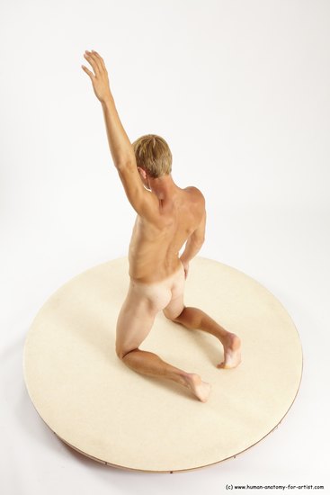 Nude Man White Kneeling poses - ALL Athletic Short Blond Kneeling poses - on both knees Multi angles poses Realistic