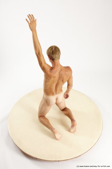 Nude Man White Kneeling poses - ALL Athletic Short Blond Kneeling poses - on both knees Multi angles poses Realistic