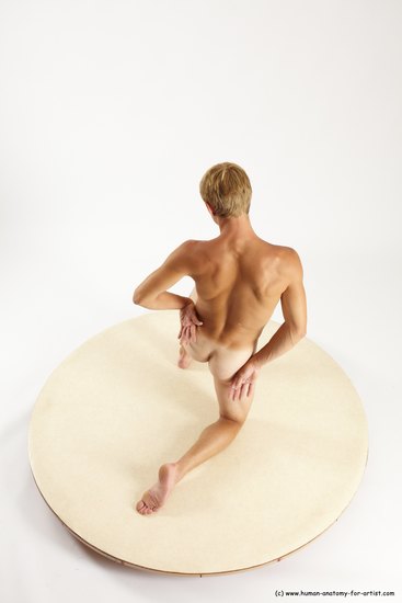 Nude Man White Kneeling poses - ALL Athletic Short Blond Kneeling poses - on one knee Multi angles poses Realistic