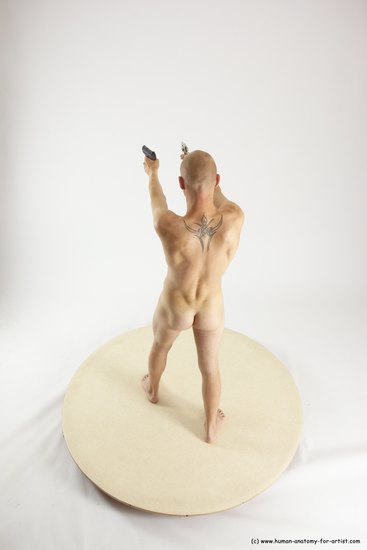 Nude Fighting with gun Man White Standing poses - ALL Slim Bald Standing poses - simple Multi angles poses Realistic