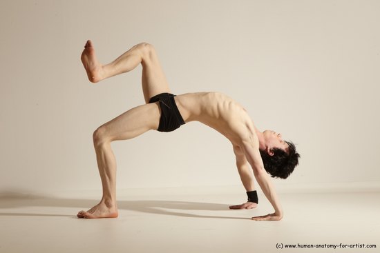 Underwear Gymnastic poses Man White Athletic Short Black Dancing Dynamic poses Academic