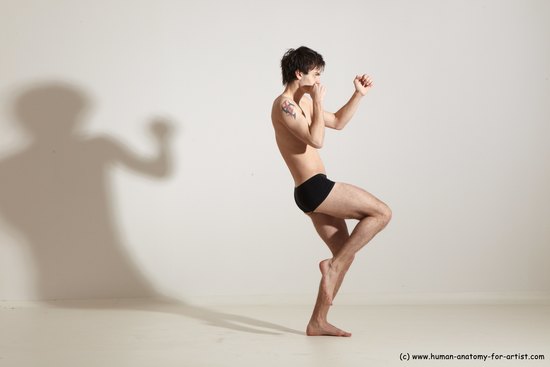 Underwear Martial art Man White Standing poses - ALL Slim Short Brown Standing poses - simple Dynamic poses Academic