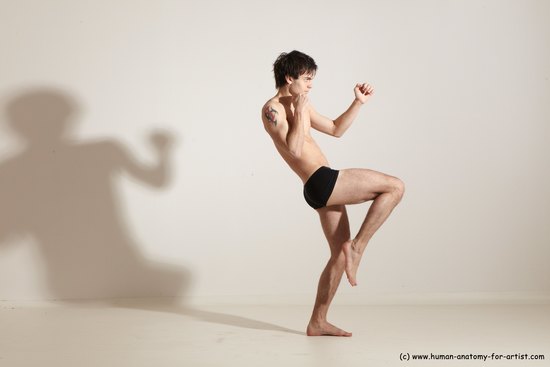 Underwear Martial art Man White Standing poses - ALL Slim Short Brown Standing poses - simple Dynamic poses Academic