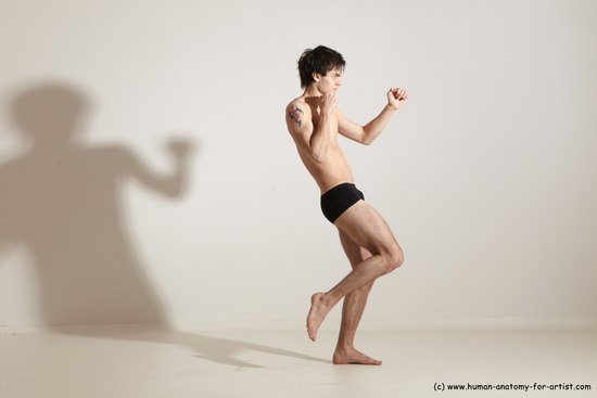 Underwear Martial art Man White Standing poses - ALL Slim Short Brown Standing poses - simple Dynamic poses Academic