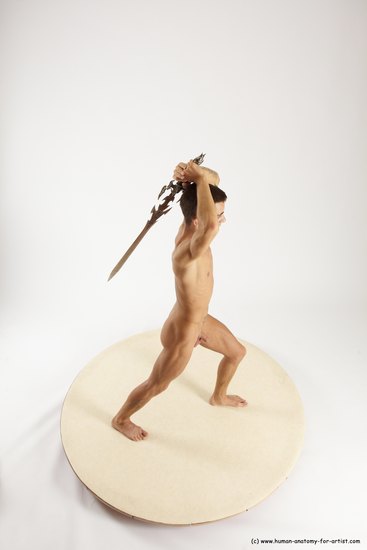 Nude Fighting with sword Man White Standing poses - ALL Athletic Short Brown Standing poses - simple Multi angles poses Realistic