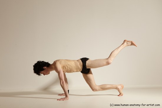 Underwear Gymnastic poses Man White Athletic Short Black Dancing Dynamic poses Academic