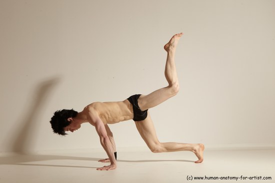 Underwear Gymnastic poses Man White Athletic Short Black Dancing Dynamic poses Academic