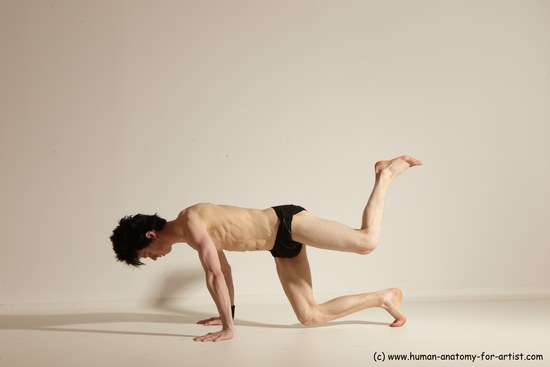 Underwear Gymnastic poses Man White Athletic Short Black Dancing Dynamic poses Academic