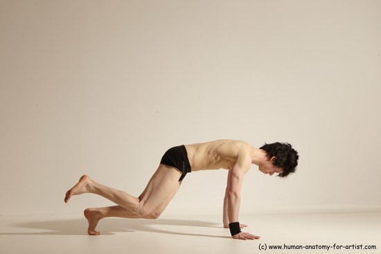 Underwear Gymnastic poses Man White Athletic Short Black Dancing Dynamic poses Academic