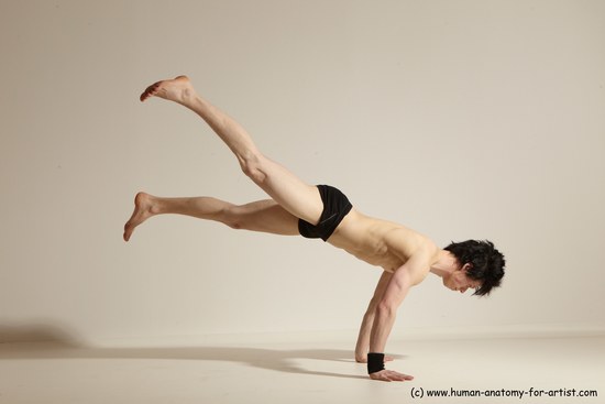 Underwear Gymnastic poses Man White Athletic Short Black Dancing Dynamic poses Academic