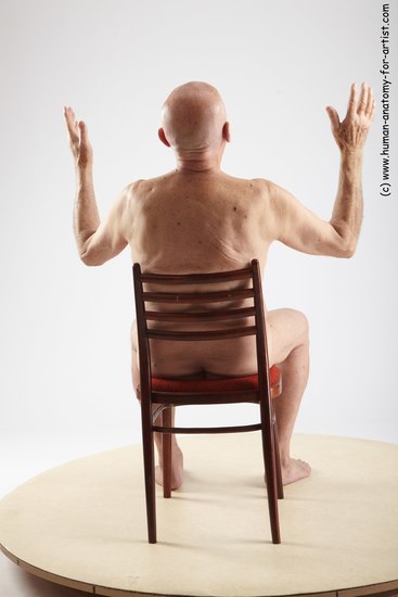 and more Nude Man White Sitting poses - simple Slim Bald Grey Sitting poses - ALL Realistic