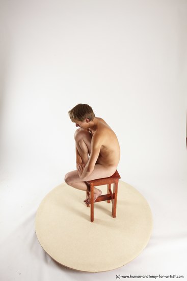 Nude Man White Sitting poses - simple Slim Short Brown Sitting poses - ALL Multi angles poses Realistic