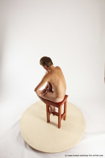 Nude Man White Sitting poses - simple Slim Short Brown Sitting poses - ALL Multi angles poses Realistic