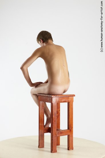 Nude Man White Sitting poses - simple Slim Short Brown Sitting poses - ALL Multi angles poses Realistic