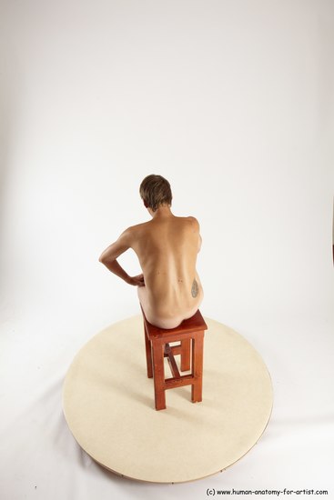 Nude Man White Sitting poses - simple Slim Short Brown Sitting poses - ALL Multi angles poses Realistic