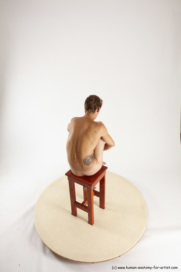 Nude Man White Sitting poses - simple Slim Short Brown Sitting poses - ALL Multi angles poses Realistic