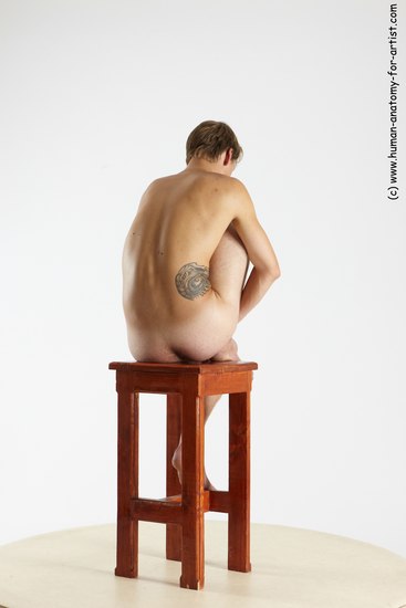 Nude Man White Sitting poses - simple Slim Short Brown Sitting poses - ALL Multi angles poses Realistic