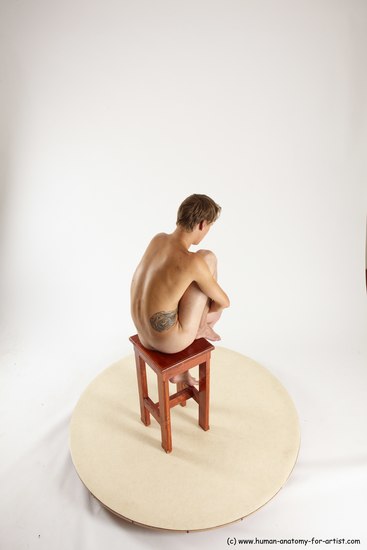 Nude Man White Sitting poses - simple Slim Short Brown Sitting poses - ALL Multi angles poses Realistic