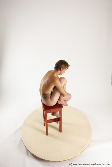 Nude Man White Sitting poses - simple Slim Short Brown Sitting poses - ALL Multi angles poses Realistic