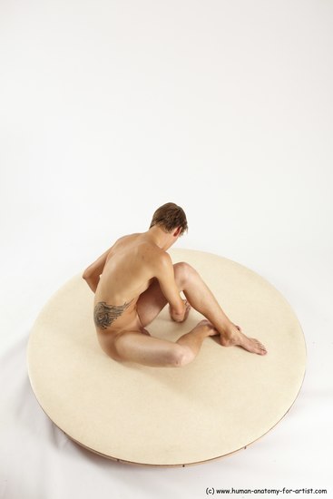 Nude Man White Sitting poses - simple Slim Short Brown Sitting poses - ALL Multi angles poses Realistic