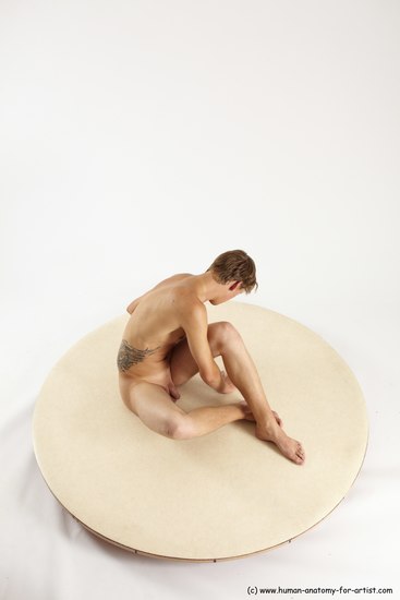 Nude Man White Sitting poses - simple Slim Short Brown Sitting poses - ALL Multi angles poses Realistic