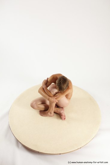 Nude Man White Sitting poses - simple Slim Short Brown Sitting poses - ALL Multi angles poses Realistic